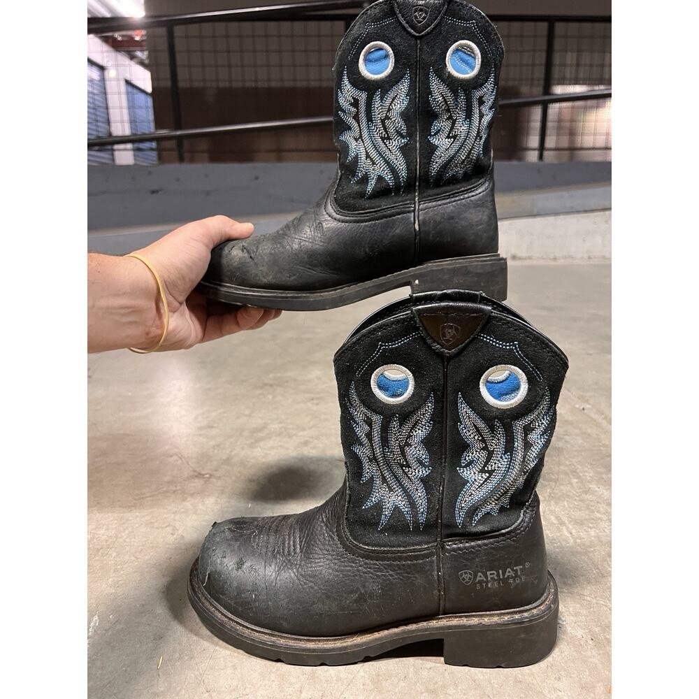 Ariat Ladies Fatbaby Cowgirl Steel Toe Black Work Boot 10012812 Womans size 7.5